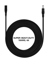 10-ft Power Extension Cable - SUPER HEAVY-DUTY - 18AWG - 4A - 5.5mm x 2.1mm Barrel Connectors - Works with Battery Eliminator Kits