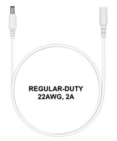1.6-ft Power Extension Cable (White) - REGULAR-DUTY - 22AWG - 2A -5.5mm x 2.1mm Barrel Connectors - Works with Battery Eliminator Kits