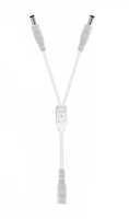 12-Inch 2-Way Power Splitter Cable (White) - Long - 5.5mm x 2.1mm Barrel Connectors - Works with Battery Eliminator Kits