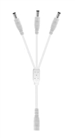 12-Inch 3-Way Power Splitter Cable (White) - 5.5mm x 2.1mm Barrel Connectors - Works with Battery Eliminator Kits