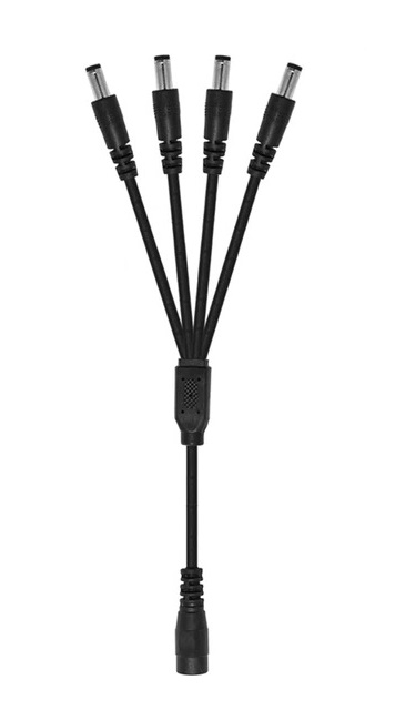 12-Inch 4-Way Power Splitter Cable - 5.5mm x 2.1mm Barrel Connectors - Works with Battery Eliminator Kits