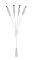 12-Inch 4-Way Power Splitter Cable (White) - 5.5mm x 2.1mm Barrel Connectors - Works with Battery Eliminator Kits