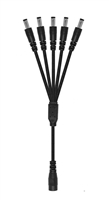 15-Inch 5-Way Power Splitter Cable - 5.5mm x 2.1mm Barrel Connectors - Works with Battery Eliminator Kits