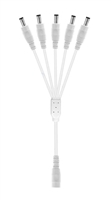 12-Inch 5-Way Power Splitter Cable (White) - 5.5mm x 2.1mm Barrel Connectors - Works with Battery Eliminator Kits