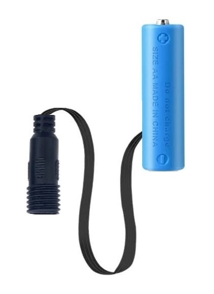 AA Active Dummy Cell Battery - OUTDOOR RATED (IP66) - 11" Thin Flat Flexible Cable - IP66 Rated 5.5mm x 2.1mm Barrel Socket with M12-1.75 Threads - Works with Outdoor Battery Eliminator Kits